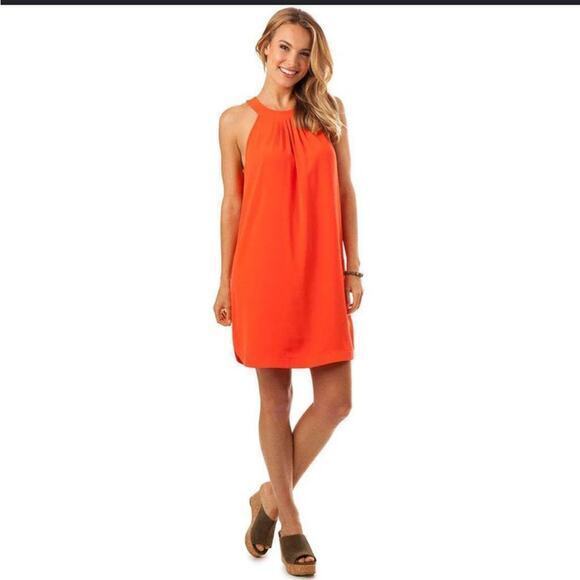 Southern Tide Gameday casual flowy Vibrant Orange dress